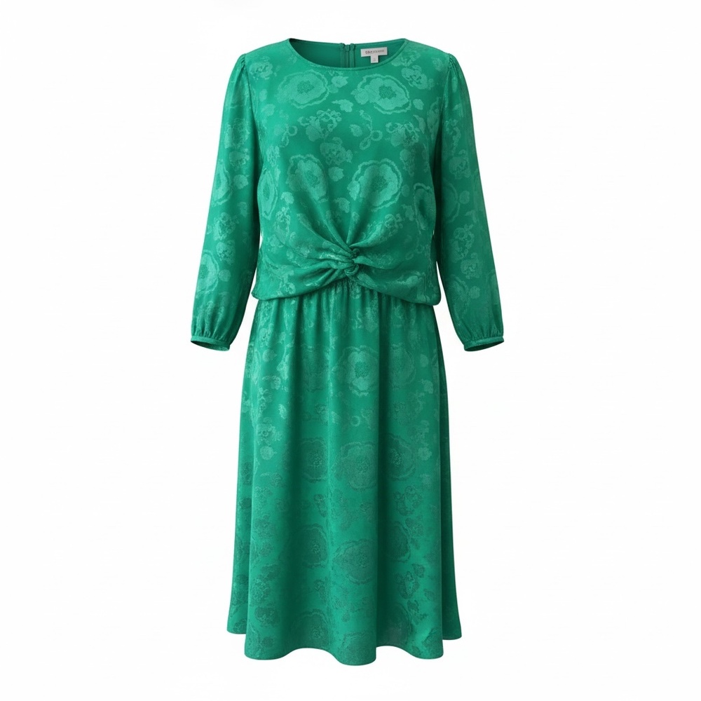 Miss Elliette California Vintage Emerald Women's Dress Peplum Ruffle‎ 3/4 Sleeve